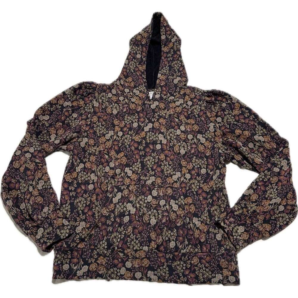 LC Lauren Conrad Vintage Floral Pullover Puff Shoulder Pullover Hoodie Small